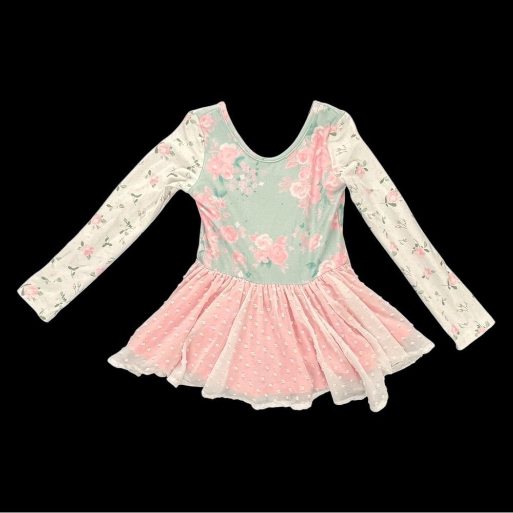 Cheeky Plum Floral Dress 5T Pink Mint Long Sleeve Twirl Boutique Easter Spring